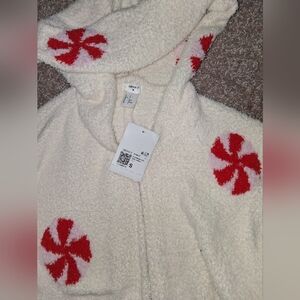 Forever 21 Cream and Red Hooded Sweater